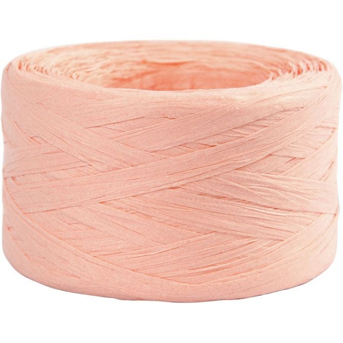 Paper raffia yarn light rose W 7 8 mm 100 m 1 roll HOB